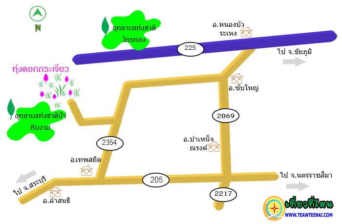 แผนที่ทุ่งดอกกระเจียว ชัยภูมิ